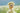 Golden Retriever in a flower field wearing a daisy crown.